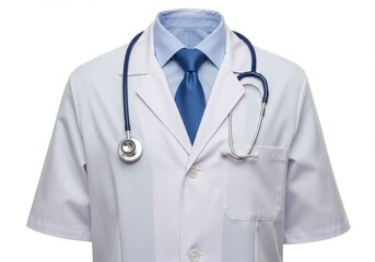 Doctor coat with stethoscope isolated on white background