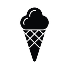 Ice Cream Cone Icon Vector Illustration for Summer Designs