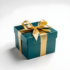 Teal Gift Box with Gold Ribbon