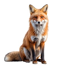 Obraz premium Red Fox Sitting Isolated on White Background