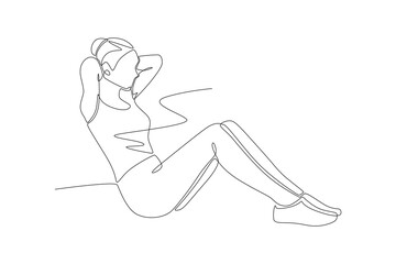 Woman sit up concept one-line drawing