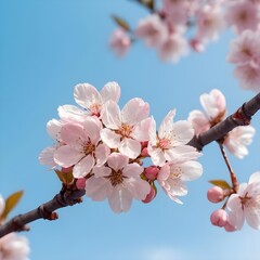 Obraz premium Pink Cherry Blossoms Against Blue Sky