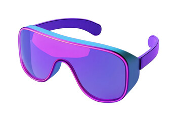 Futuristic purple ski goggles with blue accents