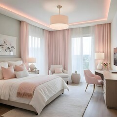 Luxurious Pink and White Bedroom Interior