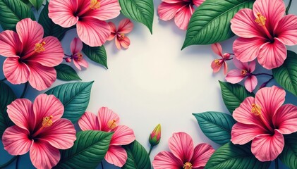 Bold tropical hibiscus & orchids, vibrant seamless design, hibiscus, graphics, floral design