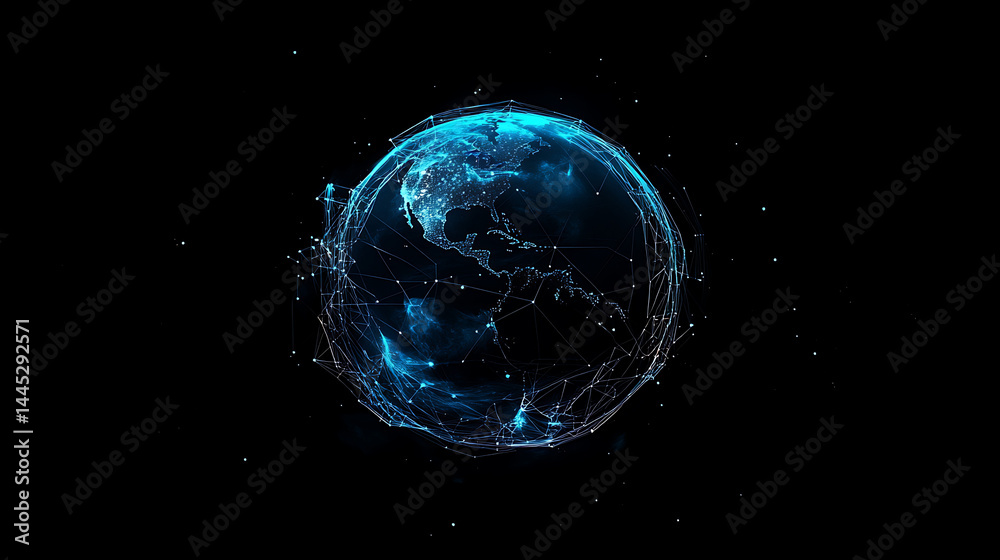 Canvas Prints planet earth in space , binary code technology , glowing sphere on black background