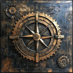 Fototapeta premium November International Mens Day Abstract gear and compass forming a masculine silhouette industrial metallic tones square symbolic resilience Image
