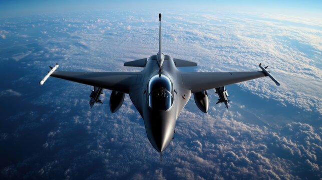 F-16 Fighting Falcon Jet Fighter Soaring Above Cloudscape