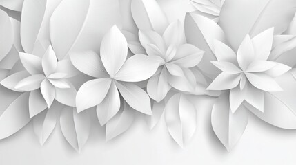 Abstract White Floral Background with Elegant Paper Cut Design and Subtle Shadows