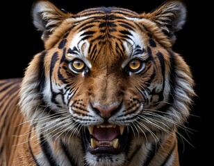 Close-Up of Roaring Sumatran Tiger