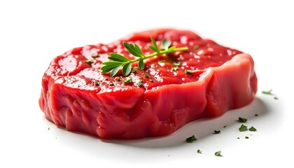 raw beef steak isolated on white background