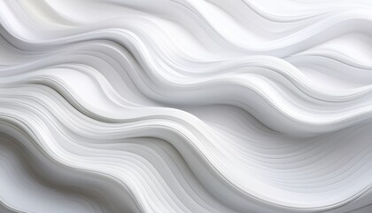 Obraz premium Abstract White Wave Background Smooth Curves, Elegant Design, 3D Render