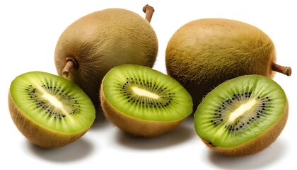 Fototapeta premium Fresh Kiwifruit Slices and Whole Fruit