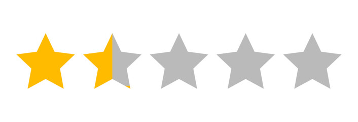 Vector star rating icons for feedback and reviews. Includes 1 to 5 stars, half stars, filled and outlined styles. Perfect for UI/UX, product ratings, reviews, and feedback systems.