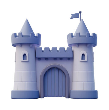Whimsical castle with towers and flag