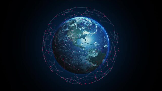 Data tech and communication. Internet Satellite Network on the Atmosphere. Global network concept network connectivity. Seamless loop