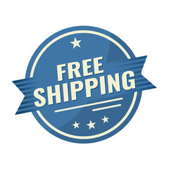 Obraz premium Free Shipping – blue vintage sticker, retro badge – vector illustration