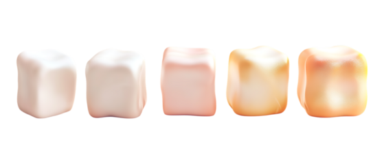 Pack of Marshmallow in Five Different Poses Against Transparent Background for Sweet Branding, Dessert Design, or Snack Promotions