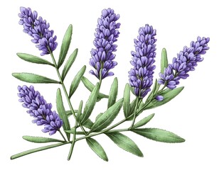 Fototapeta premium Lavender Sprig, Botanical Illustration