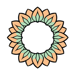 Vector floral mandala design element decorative pattern ornament flower abstract art illustration graphic frame