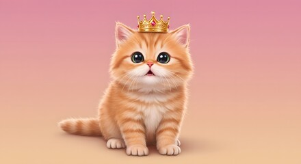 Obraz premium Kitten wearing a crown, animated style