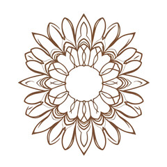 Brown floral mandala vector design element for coloring pages and creative design projects isolated on white