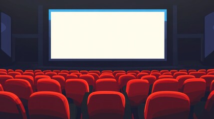 Fototapeta premium Movie theater interior, empty seats, large screen
