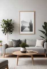 Modern Living Room Interior with Landscape Artwork