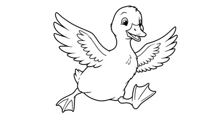 Obraz premium Adorable Baby Goose Cartoon Character Ready for Kids Creative Coloring Fun