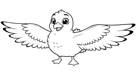Obraz premium Sweet Baby Seagull Chick Character for Kids Fun Seaside Coloring Activity