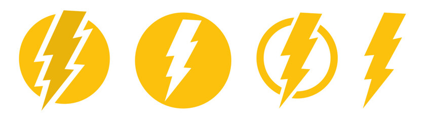 Lightning Bolt Icon Set Vector