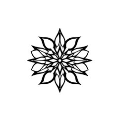 Black and white floral mandala design vector art for coloring page and tattoo stencil illustration