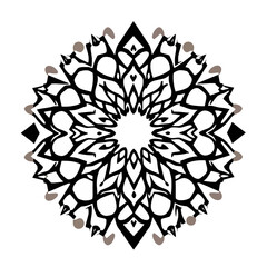 Black and white mandala design intricate geometric pattern vector illustration art for meditation and coloring books