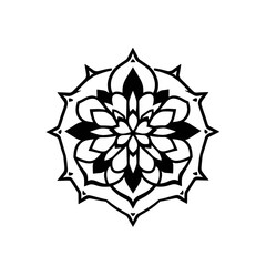Obraz premium Mandala design black and white floral pattern intricate vector art graphic element for decoration and tattoo