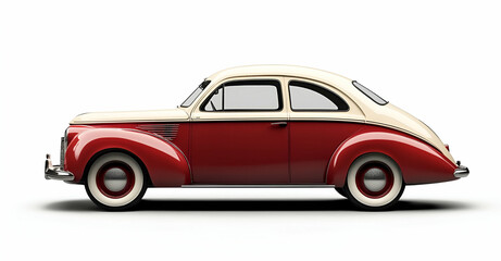 Classic Red and Cream Vintage Car 3D Render