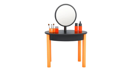 Fototapeta premium Beauty setup at modern makeup vanity home interior design minimalist. Isolated on transparent background, png.