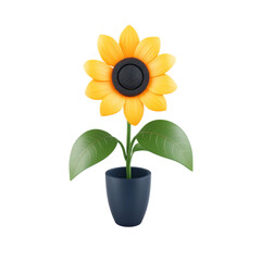 Obraz premium Bright sunflower speaker home decor modern design indoor setting. Isolated on transparent background, png.