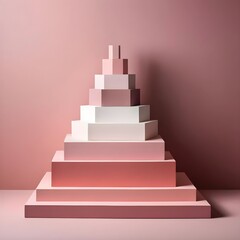 Abstract Pink Geometric Pyramid Structure