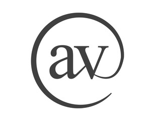 AV logo from two letter with circle shape email sign style. A and V round logotype of business company