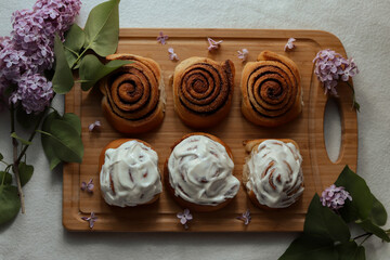 homemade cinnabons with cream