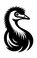 Obraz premium Emu Bird head Silhouette Vector in Black on White