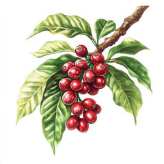 Boho style coffee art shows happy vibrant fruit, branch, and green leaves