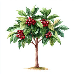 Fototapeta premium Single coffee plant stands vibrant and alive, beauty to behold