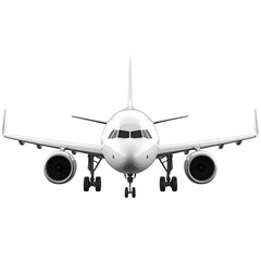 Fototapeta premium White Airplane Front View Air Travel Flight Journey