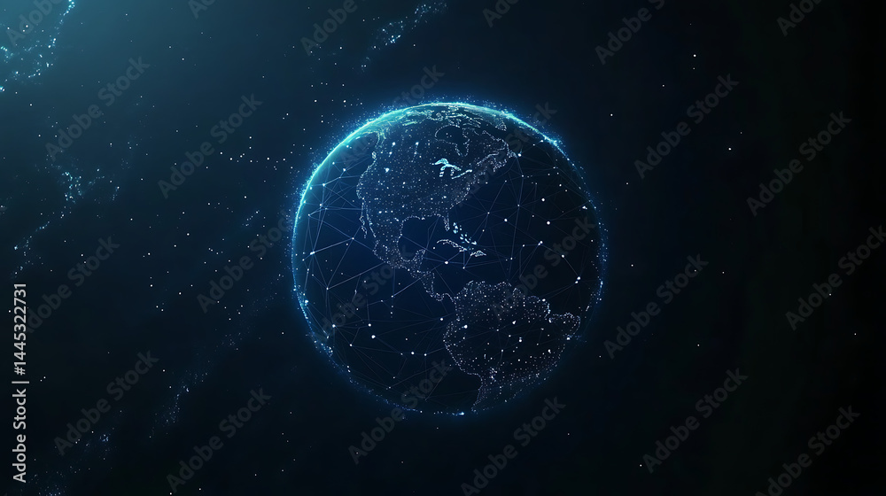 Canvas Prints planet earth in space , binary code technology , glowing sphere on black background