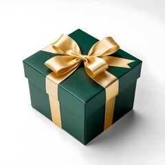 Obraz premium Green Gift Box with Gold Ribbon