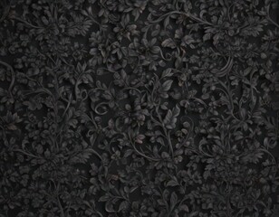 Intricate charcoal floral vine pattern, seamless wallpaper , decor, texture