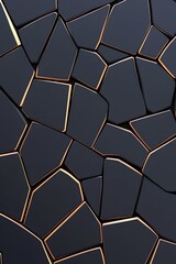 Abstract dark-grey mosaic with gold-toned grout lines, creating a fractured, geometric pattern