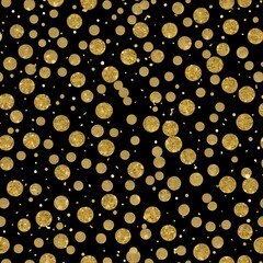 Gold Glitter Confetti on Black Background