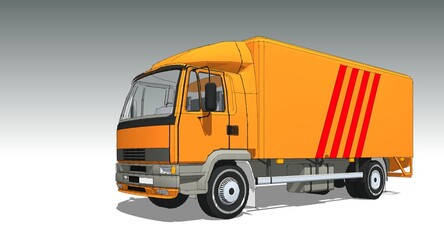  transportation truck sketch 3d illustration